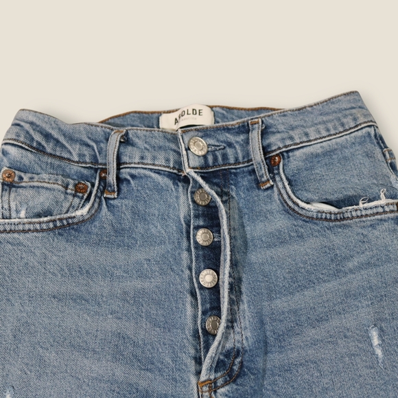 Agolde Womens Blue Denim Distressed High-Rise Button Fly Cropped Jeans Size 25 - Picture 5 of 10